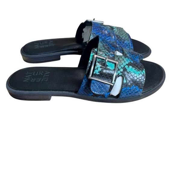 Naturalizer FARYN Leather Sandals, Women's Size 4.5, Snake Print Blue - Picture 3 of 9